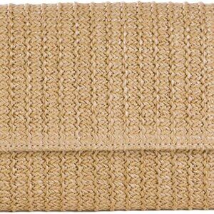Natural Straw Flat Clutch Women 2025 Boho Purse Top Handle Crossbody Handbag Sty